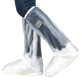 Waterproof Rain Boot Shoe Cover with reflector (Color: White, size: L)