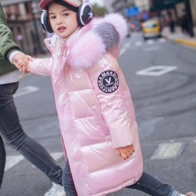 2022 Winter Down Jacket For Girls Coat Waterproof Shiny Hooded Children Outerwear Clothing 5-14 Year Teenage Kids Parka Snowsuit (Color: Pink1, size: 5)