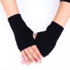 Double-layer rabbit hair gloves female winter Korean version of solid color all fingers winter women gloves girls mittens