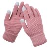 Double-layer rabbit hair gloves female winter Korean version of solid color all fingers winter women gloves girls mittens