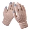 Double-layer rabbit hair gloves female winter Korean version of solid color all fingers winter women gloves girls mittens