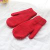 Double-layer rabbit hair gloves female winter Korean version of solid color all fingers winter women gloves girls mittens