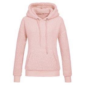 Europe and America autumn and winter explosions drawstring hooded hooded pocket sweater casual sweater women (Color: Pink, size: 2XL)