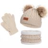 Kids Winter Beanie Hat Scarf Gloves Set Knit Warm