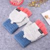 Winter Warm Thickening Wool Gloves Knitted Flip Fingerless Exposed Finger Thick Gloves Without Fingers Mittens Glove Women