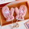 Bear Embroidery Soft Plush Gloves Women Winter Warm Thicken Fingerless Mittens Girls Students Outdoor Warmer Gifts Hand Guards