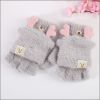 Bear Embroidery Soft Plush Gloves Women Winter Warm Thicken Fingerless Mittens Girls Students Outdoor Warmer Gifts Hand Guards