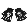 New Punk Gloves Unisex Halloween Skeleton Skull Half Finger Gloves Glow In The Dark Fingerless Stretch Knitted Winter Mittens