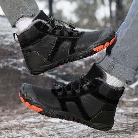 New men's and women's five-finger outdoor cotton shoes high top winter snow boots plush warm men's cotton shoes 36-47 (Color: Black, size: 39)