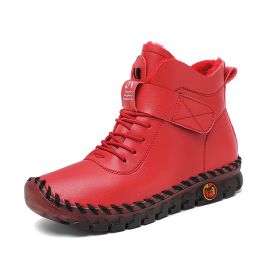 Winter new large size women high top soft sole comfortable casual cotton shoes warm cotton boots 36-44 (Color: Red, size: 44)