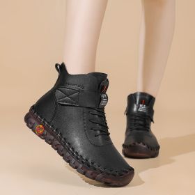 Winter new large size women high top soft sole comfortable casual cotton shoes warm cotton boots 36-44 (Color: Black, size: 40)