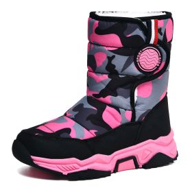 Winter warm cotton snow boots Warm boots for boys and girls comfortable warm mid-calf boots 30-39 (Color: Rose red, size: 30)