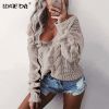 Solid Twist Knitted V-Neck Women's Sweaters 2020 Winter Korea Long Sleeve Loose Casual Pullover Long Sleeve Female Sweater