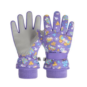 Winter Gloves For Kids Boys Girls Snow Windproof Mittens Outdoor Ski Gloves (Color: Purple, size: M)