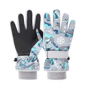 Winter Gloves For Kids Boys Girls Snow Windproof Mittens Outdoor Ski Gloves (Color: Grey, size: M)