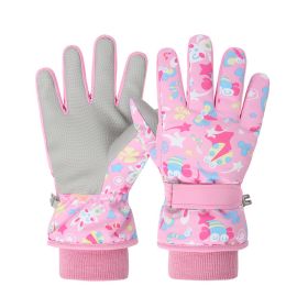 Winter Gloves For Kids Boys Girls Snow Windproof Mittens Outdoor Ski Gloves (Color: Pink, size: M)