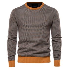 Men's Slim Fit Sweater Casual Knitted Solid Sweaters (Color: Khaki, size: 2XL)