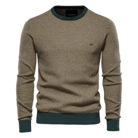 Men's Slim Fit Sweater Casual Knitted Solid Sweaters (Color: Green, size: 2XL)