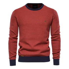 Men's Slim Fit Sweater Casual Knitted Solid Sweaters (Color: Red, size: L)