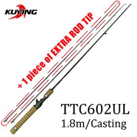 KUYING TETON 1.56m 1.8m 1.86m 1.9m 1.92m 1.98m Super Ultra Soft Light Baitcasting Casting Spinning Lure Fishing Rod Pole Combo (Color: TTC602UL COMBO)