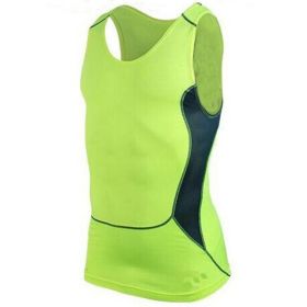 Hot Sale Men Fitness GYM Base Layer Top Compression Sleeveless Sports Tight Shirts (Color: G, size: M)