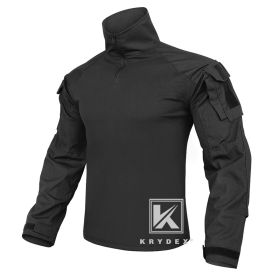 KRYDEX G3 Combat Shirt with Elbow Pads For Hunting Outdoor CP Style Tops Tactical BDU Clothes MC Tiger Stripes Shirts (Color: BK, size: XL)