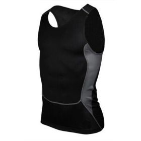 Hot Sale Men Fitness GYM Base Layer Top Compression Sleeveless Sports Tight Shirts (Color: Black, size: L)