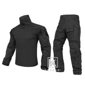 KRYDEX CP Style Tactical Camouflage Shirt & Pants Kit G3 Combat BDU Uniform Set For Outdoor Hunting Gear (Color: Black, size: XXXL)