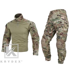 KRYDEX CP Style Tactical Camouflage Shirt & Pants Kit G3 Combat BDU Uniform Set For Outdoor Hunting Gear (Color: MC, size: M)