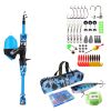 Kids Fishing Pole Set Fishing Starter Kit Telescopic Fishing Rod and Reel Combo Kit with Tackle Box 56Pcs Fishing Lures for Boys Girls