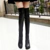 Lucyever Thick Heels Thigh High Boots Women Autumn Winter Back Zipper Over The Knee Boots Woman Soft Pu Leather Botas Femininas