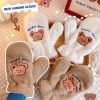 Bear Embroidery Soft Plush Gloves Women Winter Warm Thicken Fingerless Mittens Girls Students Outdoor Warmer Gifts Hand Guards