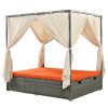 Adjustable Sun Bed With Curtain; High Comfort; With 3 Colors