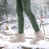 Women Lady Snow Boots Suede Mid-Calf Boot Shoe Short Plush Warm Lining Shoes w/ Anti-slip Rubber Base Knitting Design